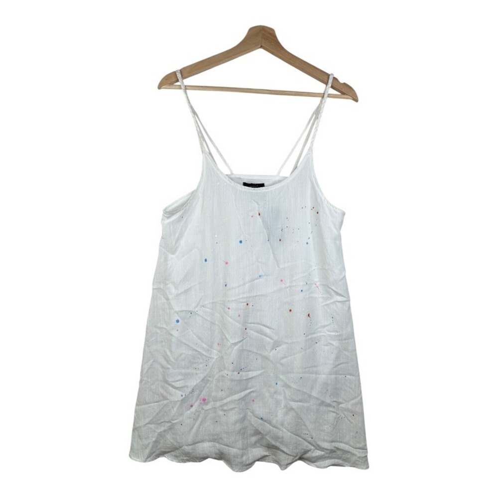NWT Very J Women's White Dress Size Medium Paint Splash
